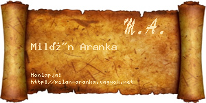 Milán Aranka névjegykártya